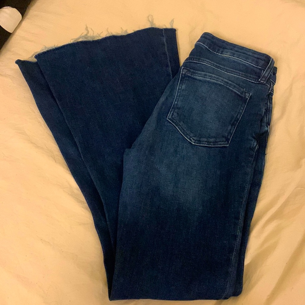Forever 21 high waist denim flared frayed jeans